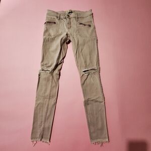 Hollister Khaki Tan Ripped Skinny Pants